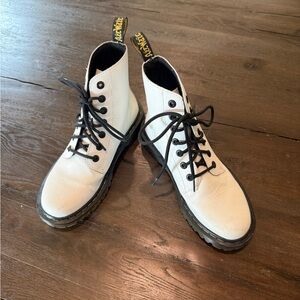 Dr. Martens LUANA White Leather Ankle Combat Boots